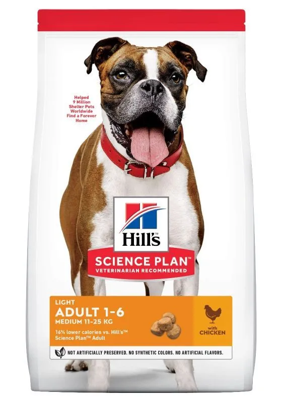 Hill's Science Plan Adult Light Croquettes Pour Chien Médium Au Poulet 2,5 Kg